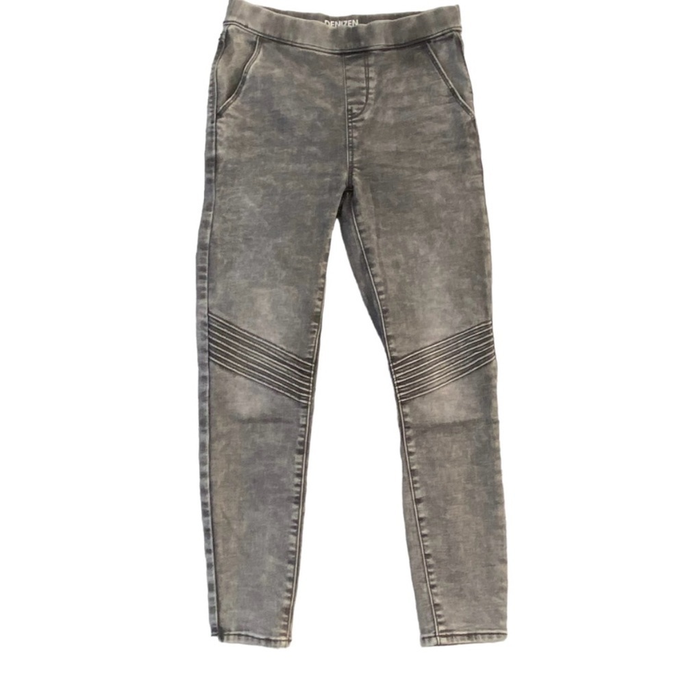 Denizen Levis jeans pull on biker acid wash grey stretch denim pockets small